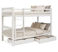 Lit superposé 90x200 cm avec Rangement en Bois Blanc Lit mezzanine Lit enfant avec échelle Deux lits simples superposés