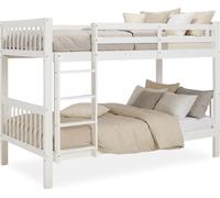 Lit superposé 90x200 cm en Bois Blanc Lit mezzanine Lit enfant avec échelle Deux lits simples superposés