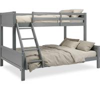 Lit Superposé 90x200 et 140x200 cm Lit mezzanine 2 Places en Bois Gris Lit D'Enfant Lit Hauteur Sommier à lattes