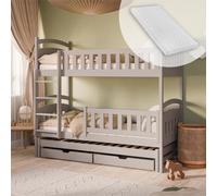 Lit superposé 90x200 lit d'enfant lit d'adolescent lit superposé 3 enfants, avec deux tiroirs, lit d'enfant transformable en 3 lits simples | de 4 à 18 ans | sommiers à lattes & 3 matelas inclus | cac