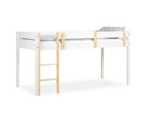 Lit Superposé 90x200 Lit mezzanine en Bois Blanc Lit D'Enfant Lit Hauteur Sommier à lattes