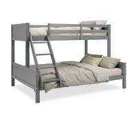 Lit superposé avec 2 couchages de 90 x 200 cm et 140 x 200 cm | Gris | avec sommier à lattes