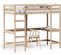 Lit superposé avec bureau, dimensions 90x200 cm, en bois massif de pin. Lit pour enfant gain de place, à partir de 6 ans, avec barrière de sécurité et sommier à lattes, idéal pour une chambre d'adoles