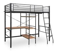 Lit Superposé avec Cadre de Table Gris Métal Structure Enfants Chambre vidaXL