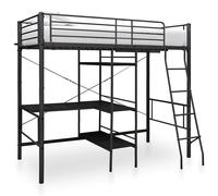 Lit Superposé avec Cadre de Table Gris Métal Structure Enfants Chambre vidaXL