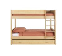 Lit superposé avec tiroir de lit en rotin tressé 90x190 152x101x204.4cm Beige