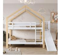Lit superposé avec toboggan et échelle d'angle à trois étages lit maison avec dispositif anti - chute lit bébé cadre de lit en