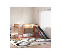 Lit superposé avec toboggan et échelle marron cire 75x190cm pin, lit mezzanine, lit superposé pour enfants, lit 3284250
