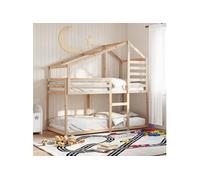 vidaXL Lit superposé avec toit 90x190 cm bois massif de pin Marron