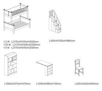 Lit superposé blanc en bois avec bureau Lit superposé pour adolescent Lit d'enfant