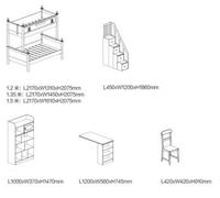 Lit superposé en bois blanc - Lit superposé d'enfant avec bureau moderne