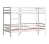 Lit superposé en bois de pin massif vidaXL, 80 x 200 cm, Blanc, Rustique, avec garde-corps et étage supérieur, pour enfants, Convient aux espaces limités