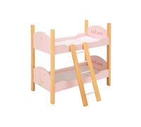 Lit superposé en bois pour poupées - Arias - 50x27.5x49.5 cm - Rose - Échelle incluse - 2 oreillers - 2 couvre-lits