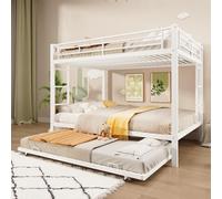 Lit superposé en métal 140 x 200 cm avec lit gigogne 90 x 190 cm, blanc | Lit superposé en fer robuste pour 2 à 3 enfants | Silencieux et sans matelas PDF