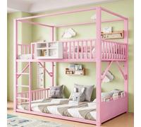 Lit superposé en métal 90 x 200 cm pour Adolescents de Style Moderne avec baldaquin