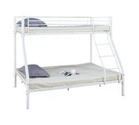 Lit superposé en métal ""Leo"" Sommiers inclus - 90/140 x 190 cm - Blanc