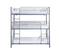 Lit superposé en métal triple ""HAVIN"" - 90 x 190 cm - Gris