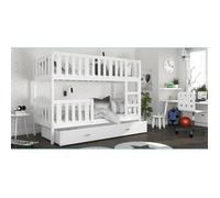 Lit superposé enfant 80 x 160 cm Teo - Matelas et Tiroir inclus - Certifié Oeko-Tex - Blanc - blanc