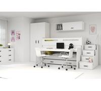 Lit superposé enfant avec rangement et matelas 80x200 IDA 1 - blanc