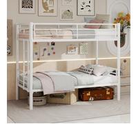 Lit superposé enfant blanc 90×200 cm modulable 2 lits séparables, structure stable en métal