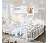 Lit superposé enfant,lit mezzanine 90x200,lit combiné 140x200,avec échelle,avec grille de protection,structure en fer robuste,certifié EN747,modèle métal pour chambre,idéal pour chambre partagée
