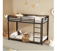 Lit Superposé Enfant - Métal Noir - 90x200cm - 120kg Charge Max - EN747 Certifié