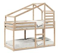 Lit superposé enfant - VIDAXL - DEC8493L - Bois de pin massif - 80x200 cm - Design avec toit