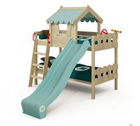 Lit mezzanine pour enfants WICKEY CrAzY Fancy - Lit cabane 90 x 200 cm, lit superposé – bleu pastel