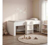 Lit superposé exclusif pour enfants, blanc, dimensions 80 x 200 cm, fabriqué en panneaux de particules
