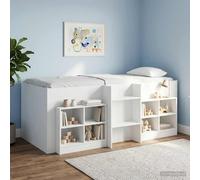 Lit superposé exclusif pour enfants, blanc, dimensions 90 x 190 cm, fabriqué en panneaux de particules