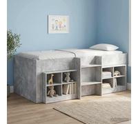 Lit superposé exclusif pour enfants, couleur gris béton, dimensions 80 x 200 cm, fabriqué en panneaux de particules