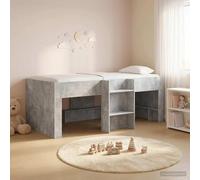 Lit superposé exclusif pour enfants, couleur gris béton, dimensions 90 x 200 cm, fabriqué en panneaux de particules