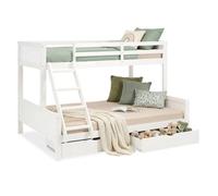 Lit superposé pour enfant avec 2 tiroirs de lit, 90x200 cm et 140x200 cm, bois blanc – lit mezzanine / lit superposé double