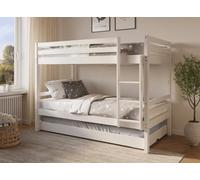 Lit superposé gigogne 3 couchages en bois blanc LEOPAUL 90 x 190 cm