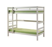 Lit superposé gigogne 90x200 cm avec tiroir pin massif blanc Pino H 180 cm