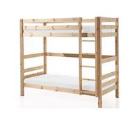 Lit superposé gigogne 90x200 cm avec tiroir pin massif clair Pino H 180 cm