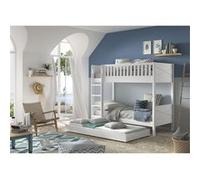 Lit Superposé Gigogne en Pin Laqué Blanc 90x200cm - VIVIEN - ALTOBUY Blanc G