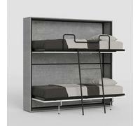 Lit superposé gris escamotable horizontal 85x185cm Kando 2CM