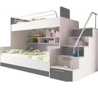 Lit superposé gris Lit à étage Chambre d'enfant Lits superposés Meubles brillants