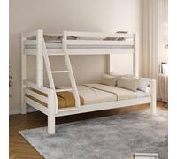 Lit Superposé H160 Séparable Extra-solide En Bois Massif Hercule Blanc 90X200