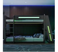 Lit superposé - KOMHTOM - Gaming - 140x200 cm - Bureau intégré - LED RGB & USB
