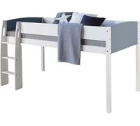 Lit superposé lit enfant échelle 90x200 solide lit de jeunesse blanc gris