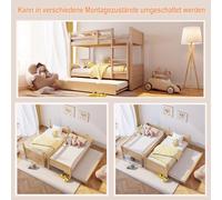 Lit superposé Merax 90 x 200 cm avec lit gigogne et sommier à lattes, lit en bois transformable en 2 lits simples, lit d'enfant avec échelle et barrières de sécurité, finition naturelle
