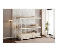 Lit superposé métal 3 couchages 90x190 cm Blanc TRIPLE