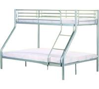 Lit superposé NICOLAS – 3 places en métal gris – 90x200 + 140x200 cm