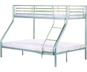 Lit superposé NICOLAS – 3 places en métal gris – 90x200 + 140x200 cm