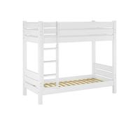 Lit superposé pour adultes en pin blanc très stable 90x200 avec sommiers à lattes en bois 60.16-09W
