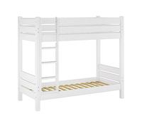 Lit superposé pour adultes en pin blanc très stable 90x200 avec sommiers à lattes en bois 60.16-09W