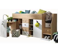 Lit superposé pour enfants avec bureau et rangements - Lit superposé multifonctionnel 248,5 x 93 x 123 cm