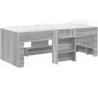 Lit superposé pour enfants avec échelle, en panneaux de particules, style loft, couleur gris Sonoma, dimensions 203x101,1x68,5 cm. Lit pour enfants avec espace de rangement, lit ludique gain de place,